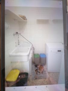 a small bathroom with a sink and a toilet at Casa Silvio in Torri del Benaco