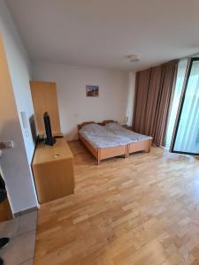 um quarto com uma cama e uma televisão em Villa Mari - apartma št. 6 em Maribor