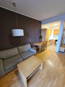 sala de estar con sofá y mesa en Villa Mari - apartma št. 6, en Maribor