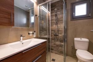 a bathroom with a toilet and a sink and a shower at Casa di Vasia in Gennadi