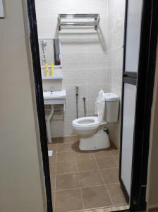 a bathroom with a toilet and a sink at CTZ PAROH RIVER PARK in Jertih