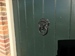 een deurklopper op een groene deur bij Een mooie plek in Markelo