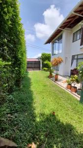 a yard in front of a house with a green lawn at Casa Dornella - Casa de Hospedaje in Guaduas