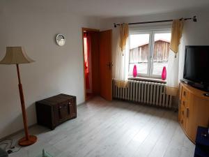 TV a/nebo společenská místnost v ubytování Ferienwohnung am Kurpark + 12 fotografií