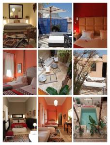 uma colagem de fotografias de um quarto de hotel em Dar al Sultan em Marrakech