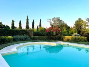 uma piscina num jardim com árvores e arbustos em Agriturismo Antica Dimora Del Turco em Sona