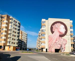 a mural of a woman on the side of a building at Home sweet home 2 in Bacău