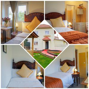 a collage of four pictures of a hotel room at Residencial Airside Palace in Lisbon