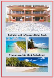 a collage of photos of a house on a beach at Sand Castle Villa in Trou aux Biches