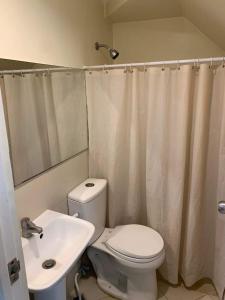 a bathroom with a white toilet and a sink at 3 Bedrooms 3 Baths Victorian style Townhouse Fully Furnished in Batangas City