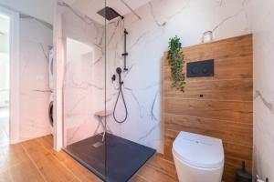 a bathroom with a toilet and a shower at Shiny Home Verona in Verona