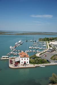 an aerial view of a harbor with boats at Antica Dogana in Cavallino-Treporti