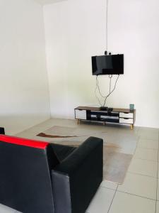 uma sala de estar com um sofá e uma televisão em Homestay Mariam D'Gerik em Gerik