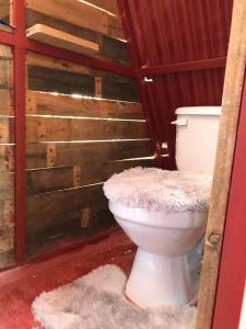 a bathroom with a white toilet in a room at Tinyhouse samaná 