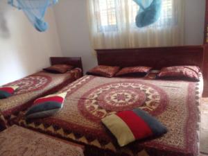1 dormitorio con 2 camas con almohadas en Grace Villa Bentota, en Bentota