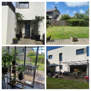 a collage of four pictures of a house at TY SAM Belle maison moderne 3 ch proche plages et commerces in Trébeurden