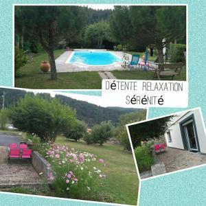 Un jardín fuera de Gîte "Le temps d'une pause" terrasse et piscine