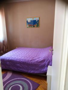 a bed with a purple bedspread in a room at Apartments Suzana in Čapljina
