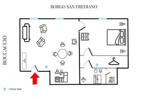 The floor plan of Boccaccio elegant apartment in Oltrarno