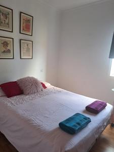 ラスパルマス・デ・グランカナリアにあるTranquila habitaciónの白いベッド(枕2つ付)
