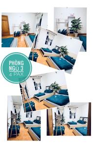 a collage of photos of a room with a bed at lamphuonghouse in Da Lat