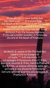 a poem about the beach with a sunset in the background at Cla&Cha Studio in Bonassola