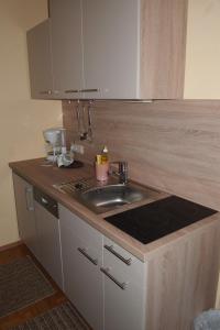 a kitchen with a sink and a counter top at Haus Seiwald in Niederau