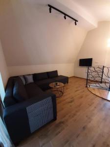 a living room with a couch and a flat screen tv at Вила Bora Vista 2 in Tsigov Chark