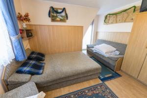 mały pokój z łóżkiem i kanapą w obiekcie Domek Pod Reglami w Zakopanem