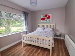 1 dormitorio con cama y ventana en Rockwood Cottage, en Wexford