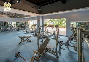 a gym with a bunch of exercise equipment in it at Tan Son Nhat Saigon Hotel in Ho Chi Minh City