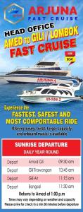 een flyer voor een cruiseschip op het water bij Anugerah Villas in Amed