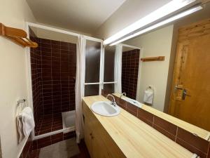 y baño con lavabo y espejo. en Studio Méribel, 1 pièce, 4 personnes - FR-1-688-32, en Méribel