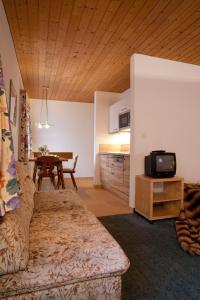 a living room with a couch and a table at Appartements Hotel-Garni Dolce Vita in Samnaun