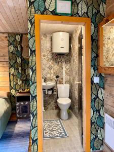 een badkamer met een toilet en een wastafel bij Ennu’s hut in Loksa