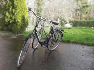 una bicicletta parcheggiata su un marciapiede in un parco di THE FACTORY, retreat near Bruges a Zedelgem
