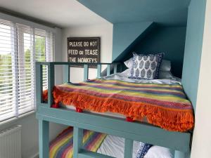 a bedroom with a bunk bed in a blue room at Neap Tide in Rye