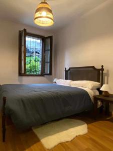 Un dormitorio con una cama grande y una ventana en Apartamento El Pueyo de Jaca, en El Pueyo de Jaca