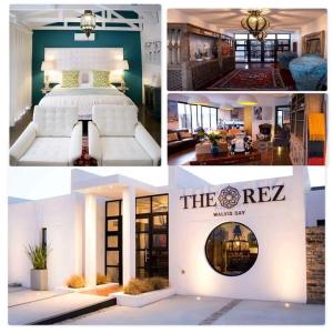 a collage of photos of a bedroom and a hotel at The Rez Guesthouse in Walvis Bay
