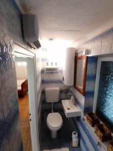 La petite salle de bains est pourvue de toilettes et d'un lavabo. dans l'établissement Kuća za odmor Anka, à Krapina