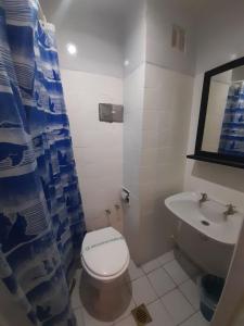 a bathroom with a toilet and a sink at Hotel Astro in Mar del Plata