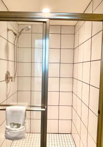 ポート・エンジェルスにあるTerra Vista Chaletのバスルーム(シャワー、トイレ付)