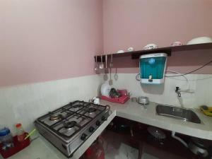 eine Küche mit Herd und Spüle in der Unterkunft Tokari Home Stay in Guwahati