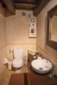 een kleine badkamer met een toilet en een wastafel bij Casa da Eira in Baião