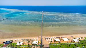 an aerial view of a beach with a large pole at Rixos Premium Seagate in Sharm El Sheikh