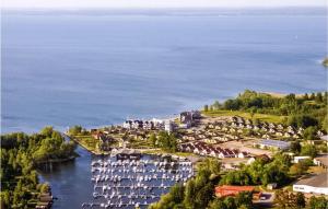 an aerial view of a harbor with boats in the water at 2 Bedroom Stunning Home In Rechlin in Rechlin