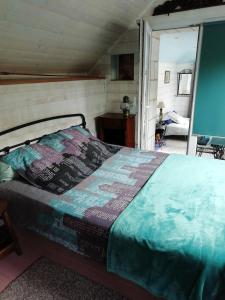 1 dormitorio con 1 cama en una habitación en Gîte des pêcheurs en Cantenay-Épinard