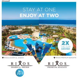 a poster of a beach scene with a sign at Rixos Premium Seagate - Ultra All Inclusive in Sharm El Sheikh