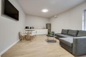 a living room with a couch and a table at Central Platinum Apartments 22 in Rybnik
