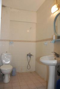 a bathroom with a toilet and a sink at Ozgun Apart Hotel in Kuşadası